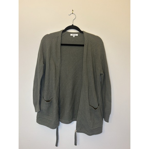 Madewell Women Top Olive Green Open Front Tie Cardigan Sweater Size XS - Picture 1 of 7